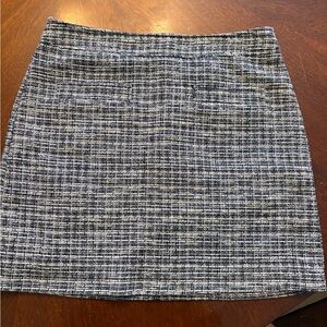 LOFT Navy and White Tweed Pencil Skirt